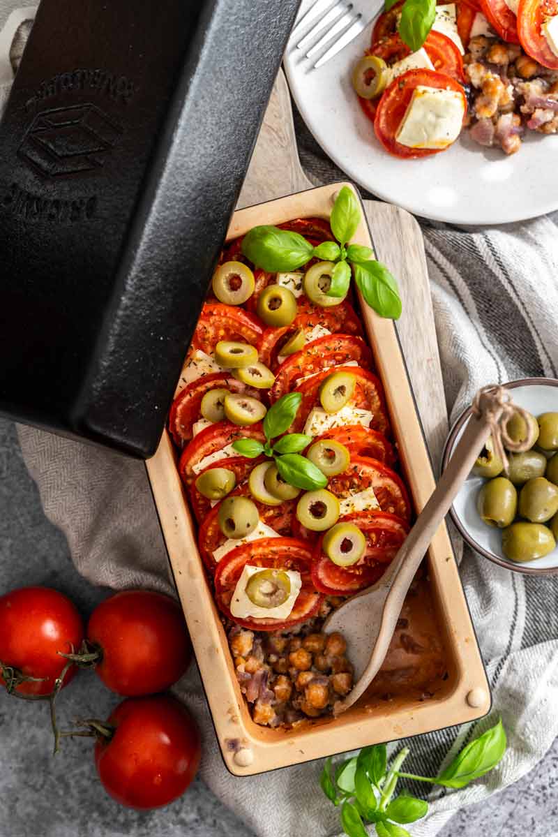 Kichererbsen Auflauf mit Feta und Tomate